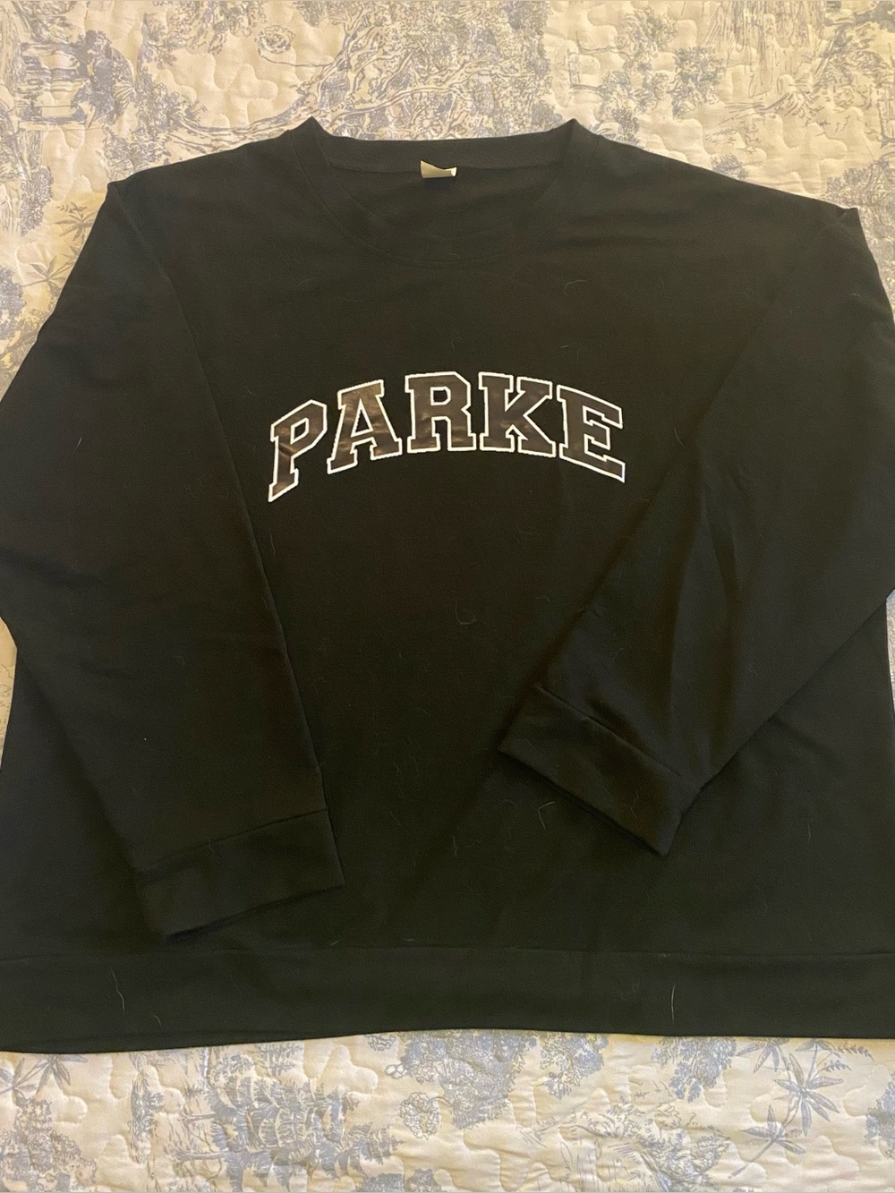 Parke Black Crewneck Sweatshirt with White Outline Logo